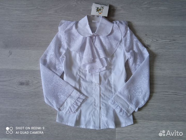 Блузка школьная белая 128 134 152 новая Россия