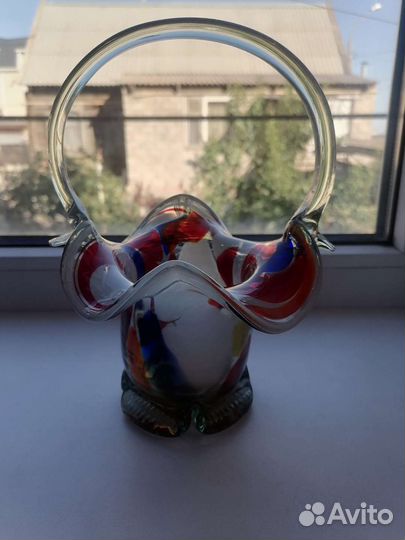 Ваза цветное стекло чехия