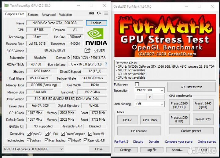 Видеокарта Gigabyte GeForce GTX 1060 6GB WF