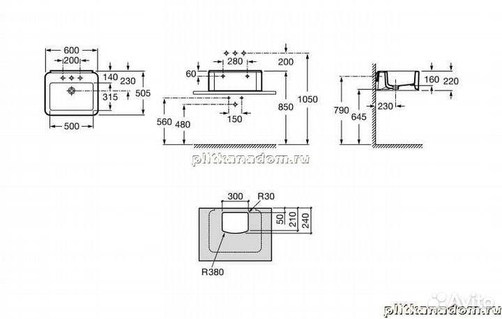 Roca Element 327571000 Раковина подвесная 60х50, с 1 отверстием