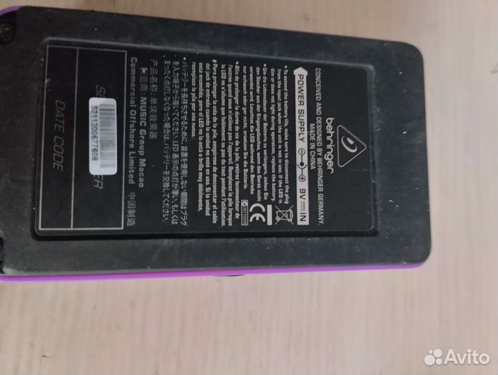 Педаль эффектов behringer overdrive/distortion