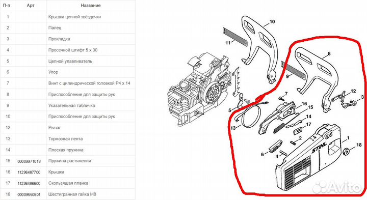 Stihl MS200T 020T Крышка с ручкой тормоза