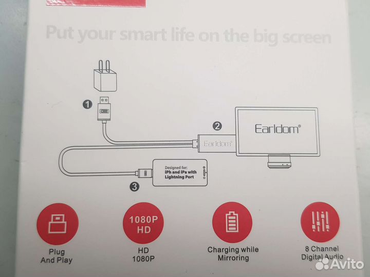 Hdmi Кабель для iPhone 4k HD (USB питание) 2метра