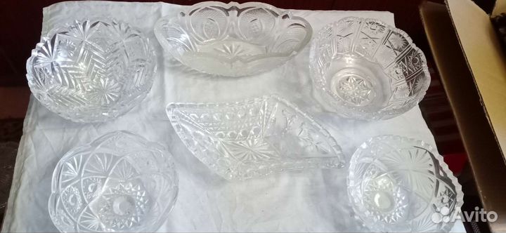 Хрустальные вазы, рюмки