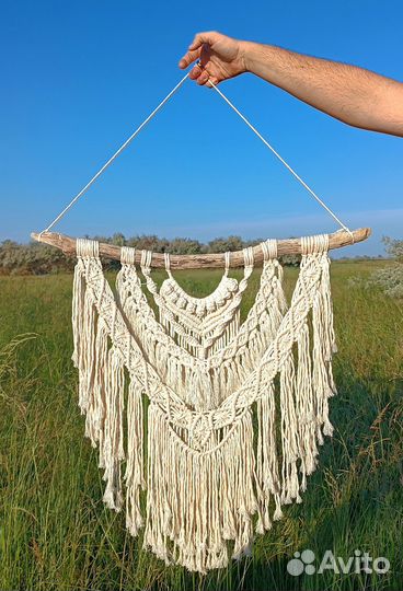 Панно макраме на морской коряге