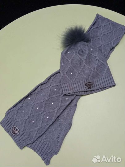 Трикотажная шапочка с шарфом baby armani