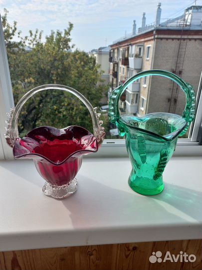 Конфетница цветное стекло