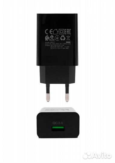 Зарядное устройство кабель Type-C, USB-порт, QC3.0