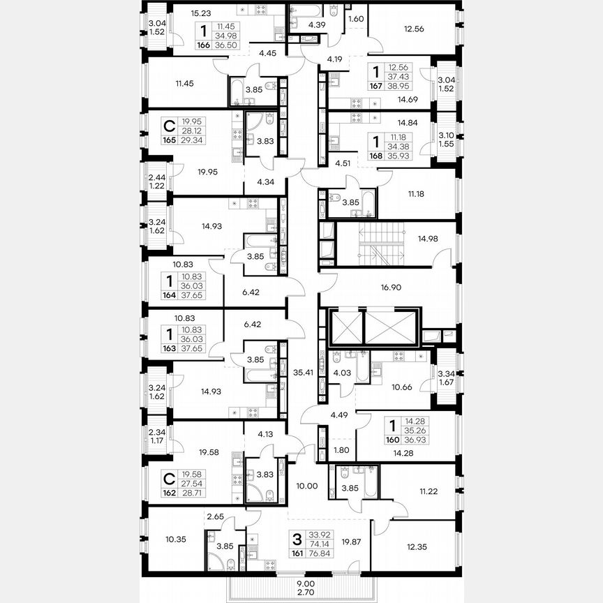 3-к. квартира, 76,8 м², 3/15 эт.