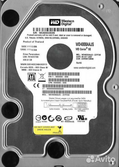 Жесткий диск Western Digital WD4000KD 400Gb SATA