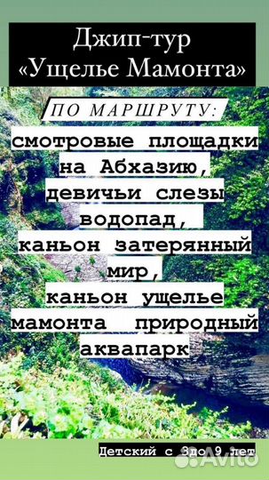 Экскурсии Сочи Ущелье Мамонта
