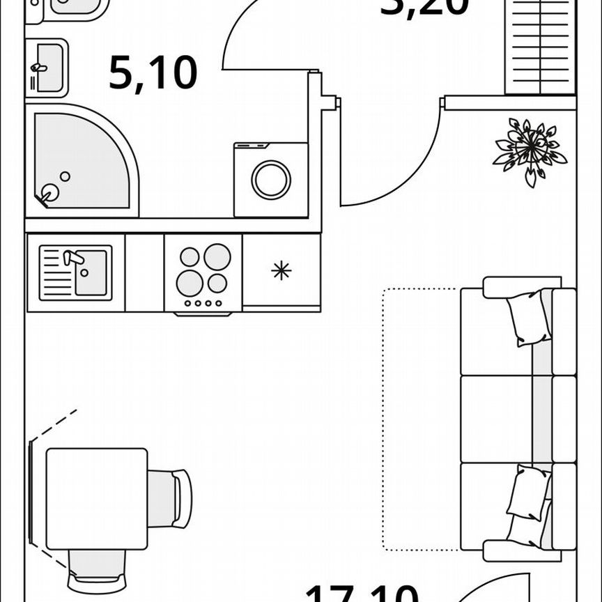 Квартира-студия, 27,3 м², 5/13 эт.