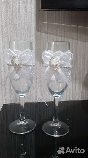 Свадебные бокалы ручной работы