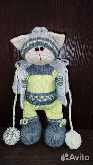 Вязаная игрушка Котик в стиле Тильда
