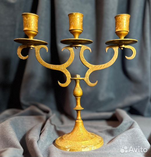 Минора подсвечник Антиквариат бронза винтаж шпиатр