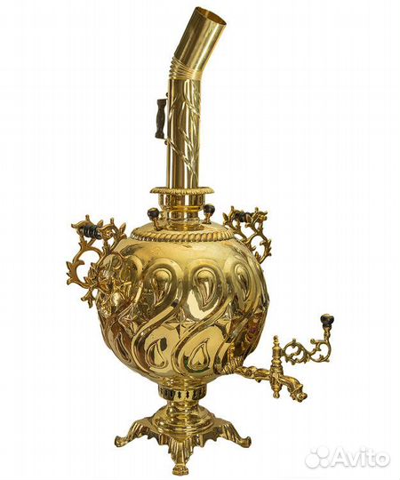 Самовар антикварный Шар гладкий 60л, на углях с тр