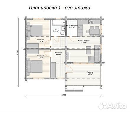 Строительство дома из клееного бруса 74 м2