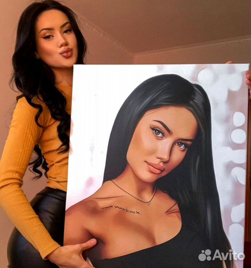 Портрет по фото на холсте