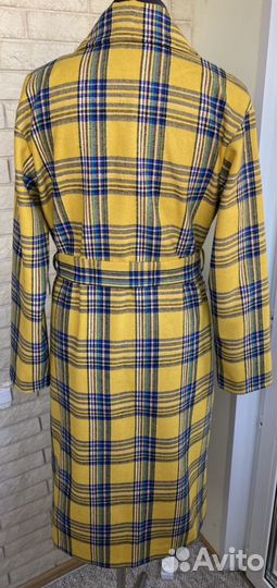 Пальто-халат жёлтое с поясом на весну. 42,44,46