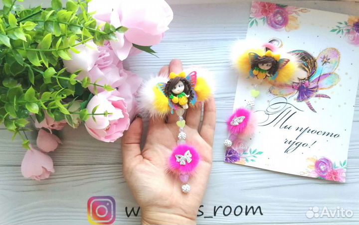 Ручная работа бантики с мехом норки, куколки