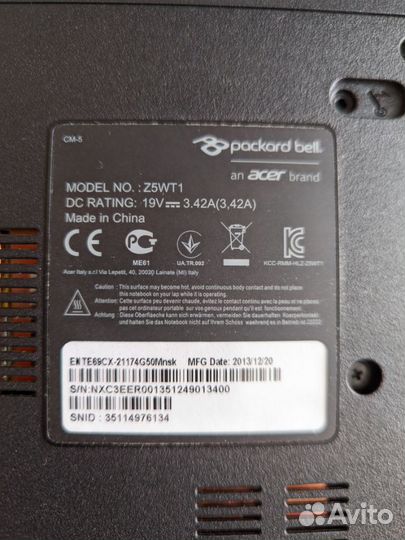 Ноутбук Packard Bell EasyNote TE69CX