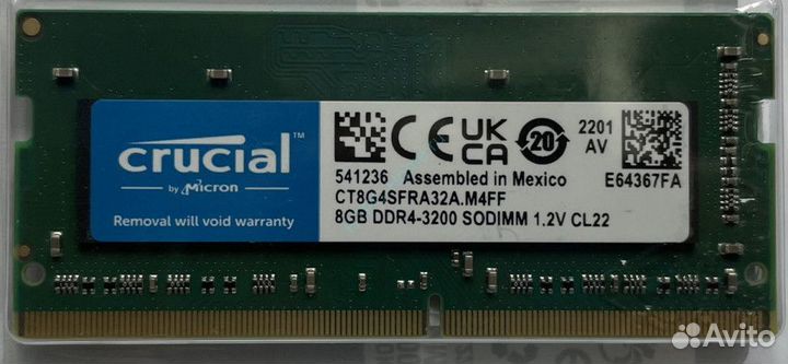 8GB Crucial CT8G4sfra32A DDR4 3200 sodimm