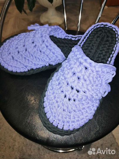 Домашние тапочки вязаные