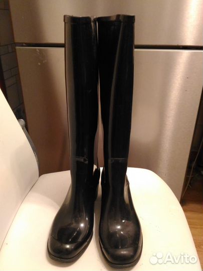 Сапоги резиновые высокие женские на каблуке, 37 ра