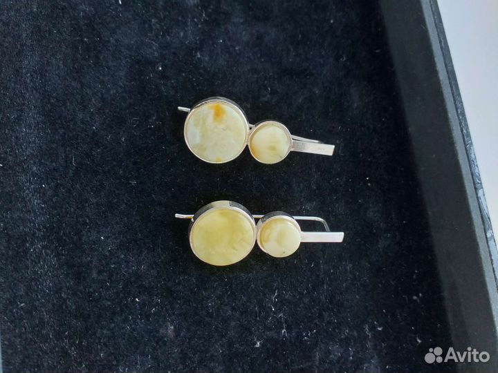 Серьги серебро с натуралним янтарём