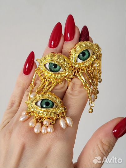 Серьги и Кольцо в стиле Elza Schiaparelli