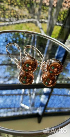 Золотые серьги шары, большие серьги