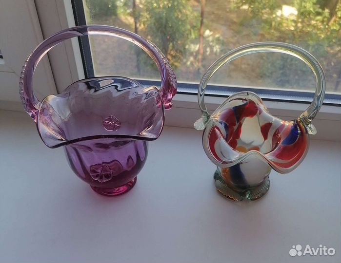 Ваза цветное стекло чехия