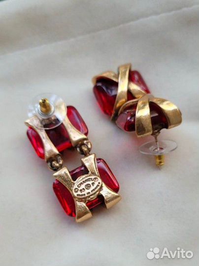 Серьги Chanel Vintage Ruby Люкс качество