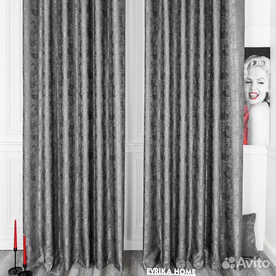 Шторы мрамор Зарина Темно-серый