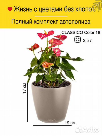 Кашпо с автополивом Lechuza