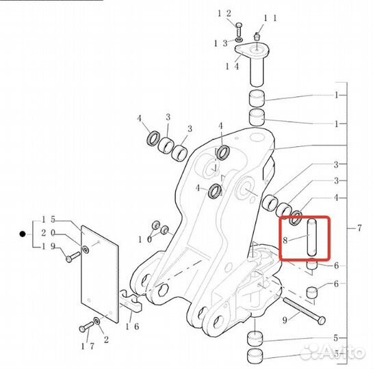 Палец поворотного цилиндра Case 580