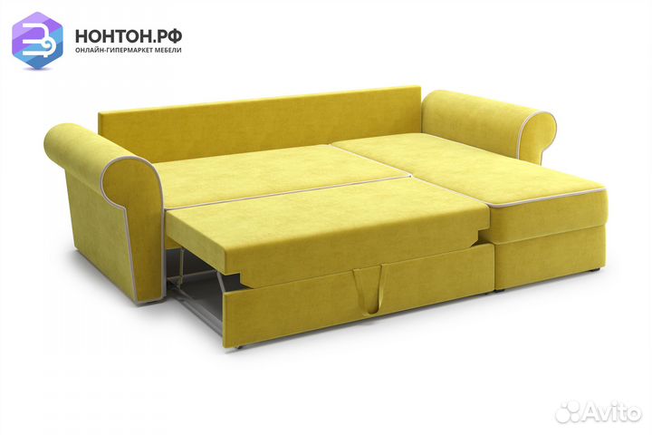 Диван угловой дельфин Прованс горчичный