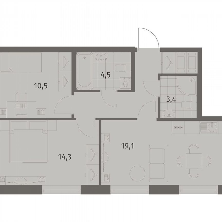 2-к. квартира, 59,2 м², 8/8 эт.