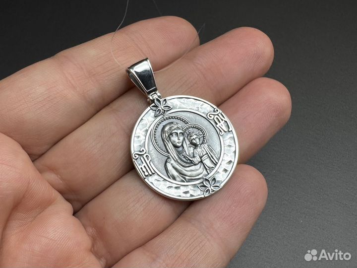 Казанская.Подвеска серебряная нательная