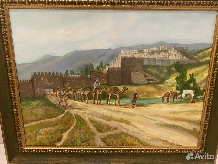 Картина маслом на холсте в раме восточная