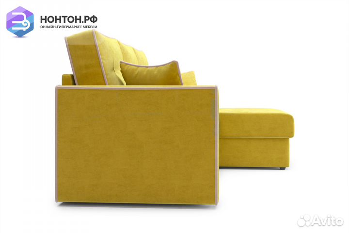 Диван угловой дельфин Леон горчичный