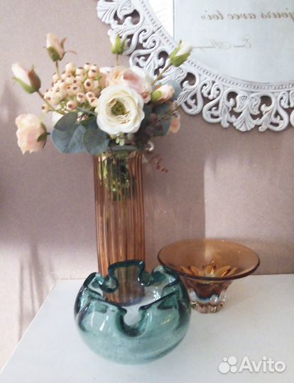 Вазы из цветного стекла СССР