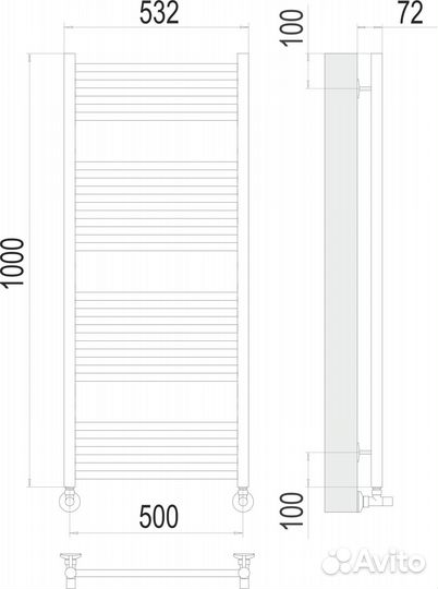 Полотенцесушитель Terminus Аврора П20 500х1000