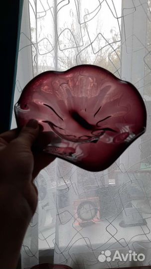 Ваза конфетница фруктовница цветное стекло