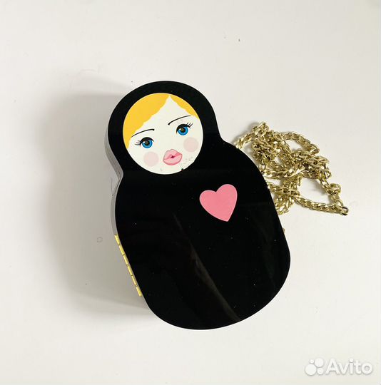 Клатч Candy shop матрешка черный на цепочке