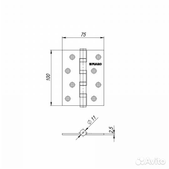 Петля IN4400U-BL рс (4BB/BL 100x75x2,5) перламутро