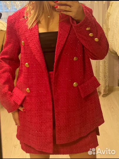 Твидовый костюм с юбкой 46,48