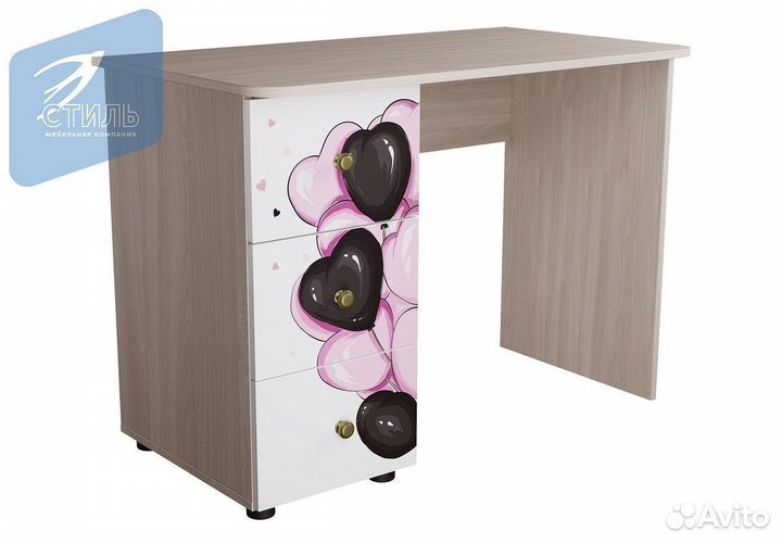 Мийа-3 Стол письменный Белая шагрень ф.п Ретро