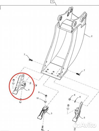 Бокорез левый Case 570