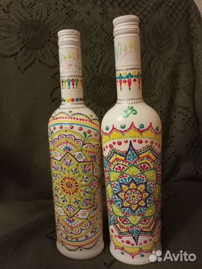 Сувенир. Бутылка в точечной росписи